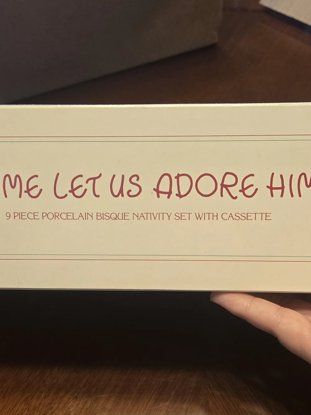Precious Moments Cream Boxed Nativity with Pink Lettering